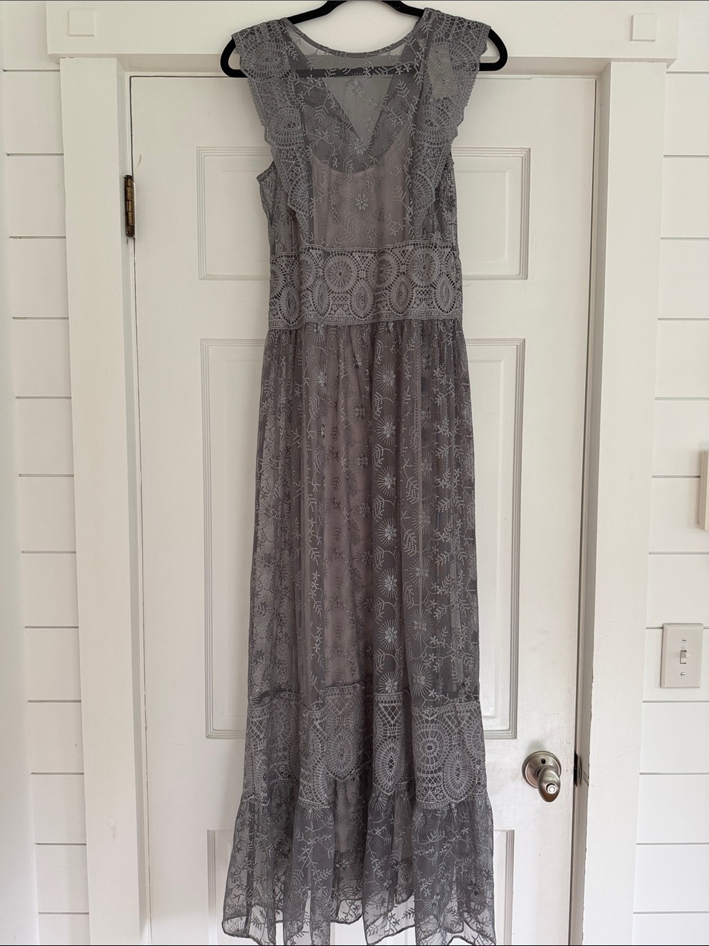 Sundance Gray Lace-Detail Maxi Dress